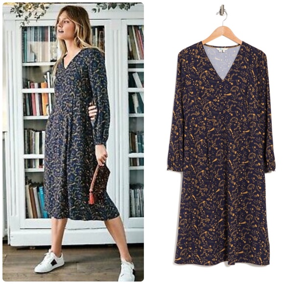 knee length dresses for ladies Contrast Ponte Midi Dress-Navy